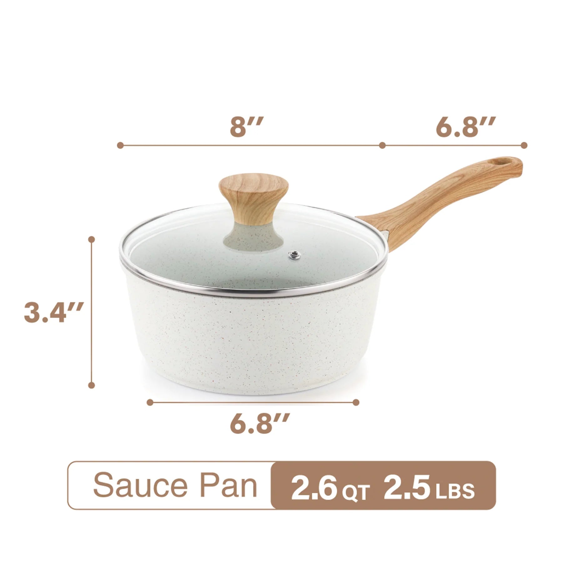  SENSARTE White Ceramic Nonstick Saucepan with Lid 2.5