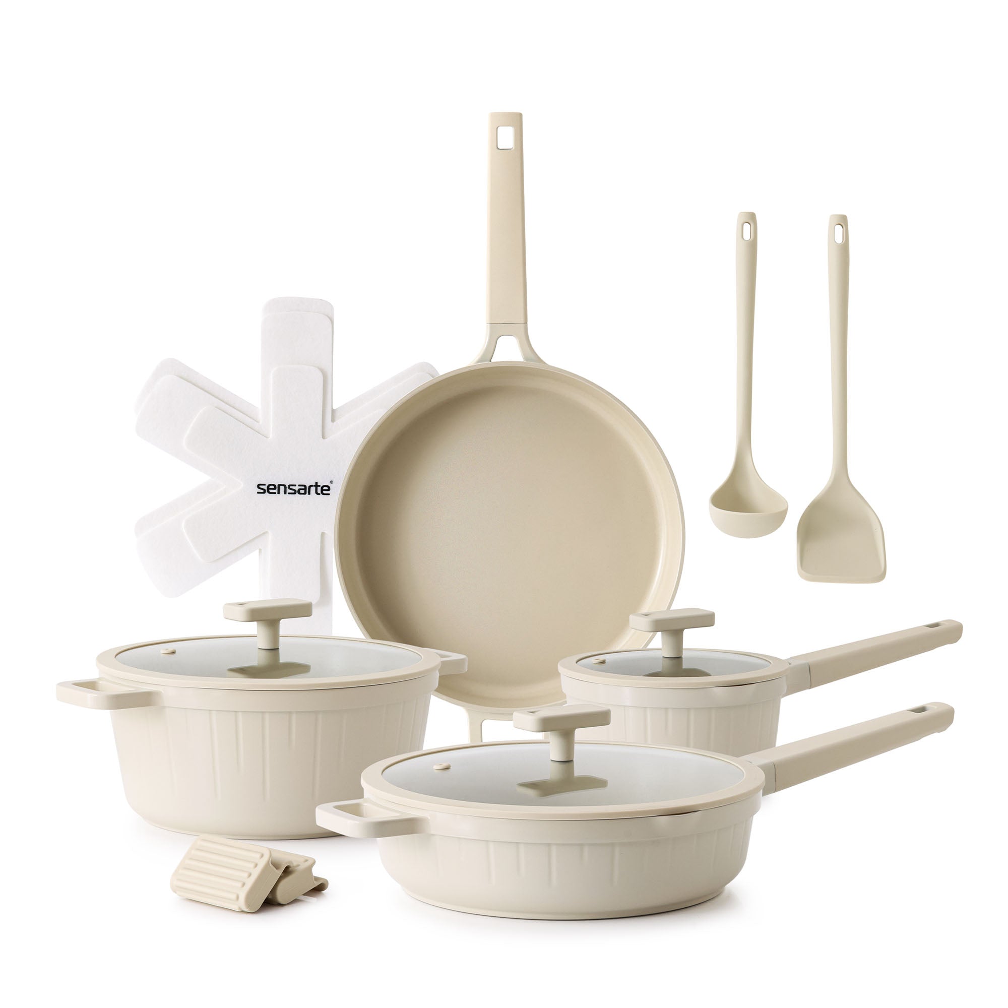 SENSARTE 14-Piece Ceramic Cookware Set Non-toxic, Pro Series Pots and Pans Set Nonstick, Dishwasher Safe Induction Cookware, PFOA/PFAS/PTFE Free