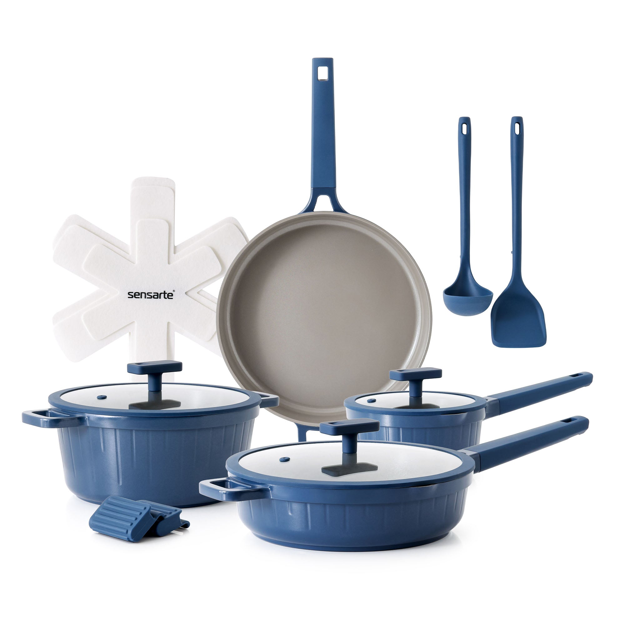 SENSARTE 14-Piece Ceramic Cookware Set Non-toxic, Pro Series Pots and Pans Set Nonstick, Dishwasher Safe Induction Cookware, PFOA/PFAS/PTFE Free