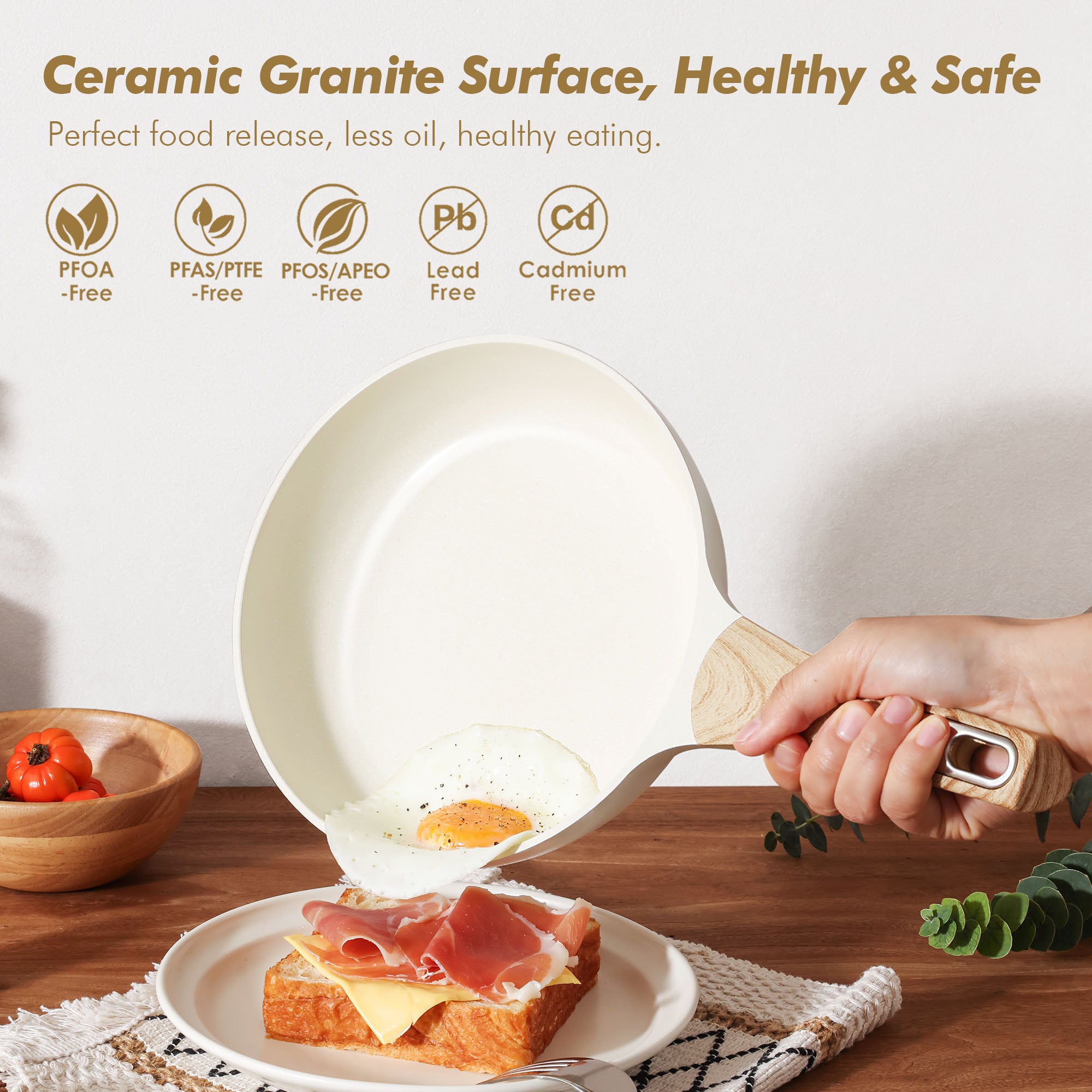 SENSARTE Ceramic Cookware Sets, Pots and Pans Set Non stick, 14-Piece Induction Cookware, Non toxic Healthy Non Stick Kitchen Cooking Set, with Frying Pans Set, PFAS PTFE PFOA PFOS Free