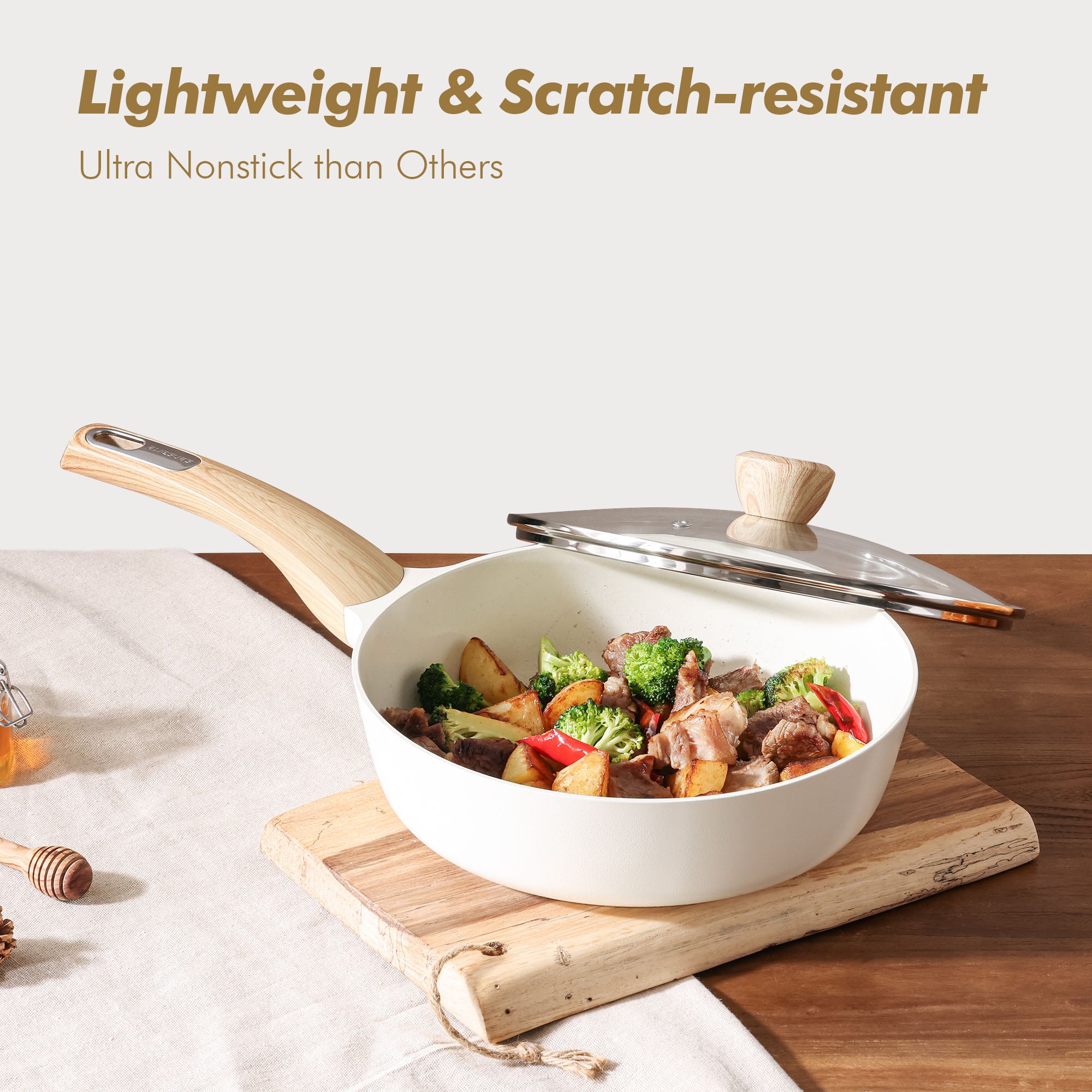 SENSARTE Ceramic Cookware Sets, Pots and Pans Set Non stick, 14-Piece Induction Cookware, Non toxic Healthy Non Stick Kitchen Cooking Set, with Frying Pans Set, PFAS PTFE PFOA PFOS Free