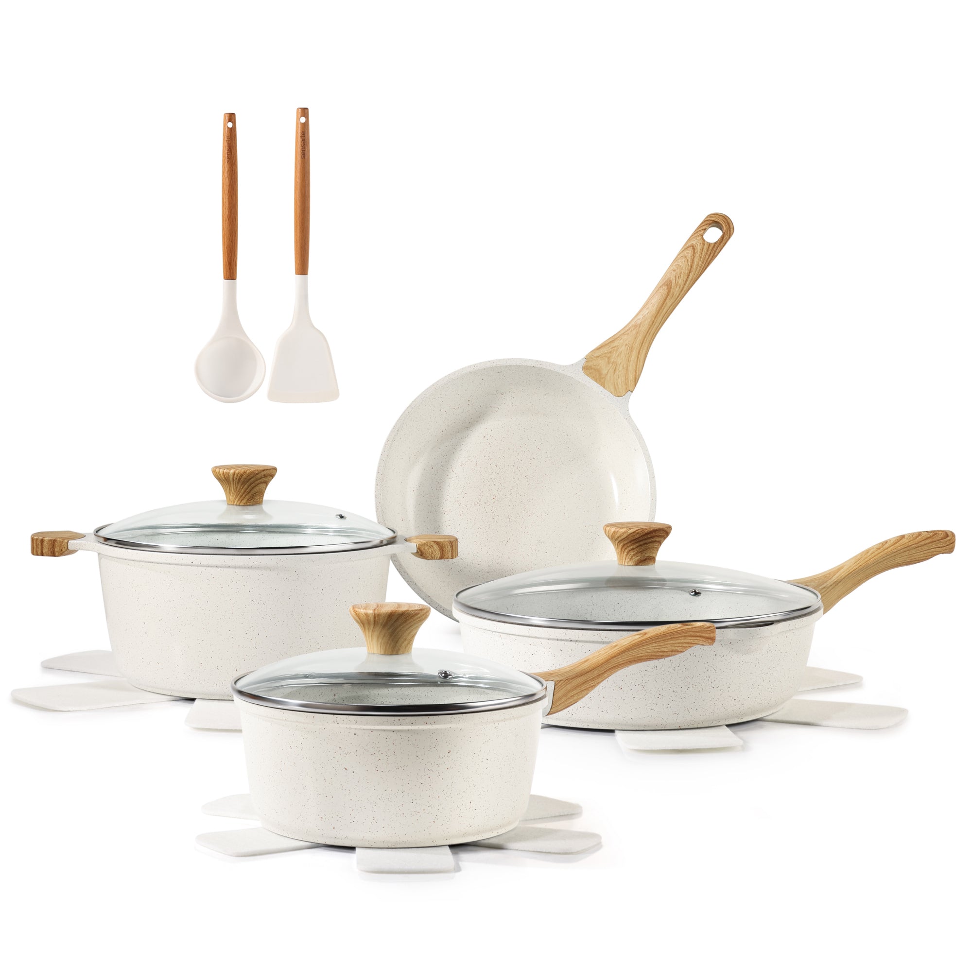 Sensarte Ceramic Nonstick Pots and Pans Set, 17 Pieces Healthy