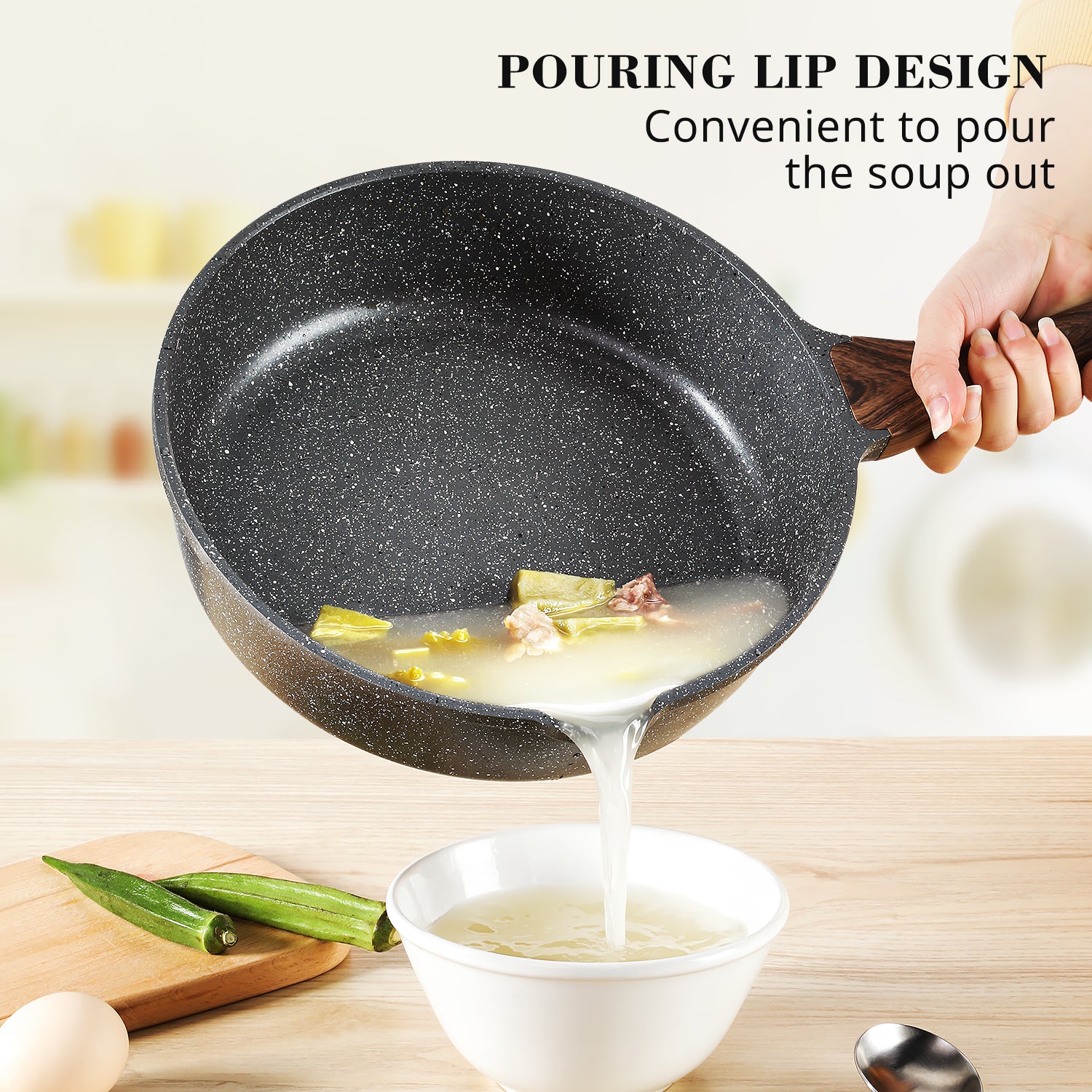 Sensarte Granite Nonstick Deep Frying Pan with Lid