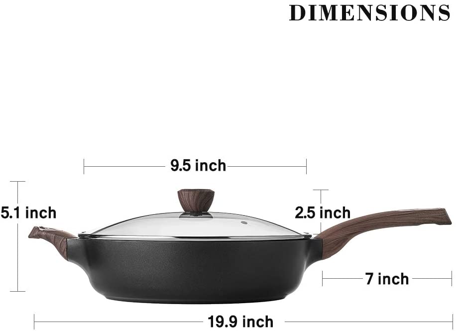 SENSARTE Nonstick Deep Frying Pan, 12 Inch Large Skillet Pan, Induction  Cookware, 5Qt Non Stick Saute Pan with Lid, Non Toxic Cooking Pan with  Helper