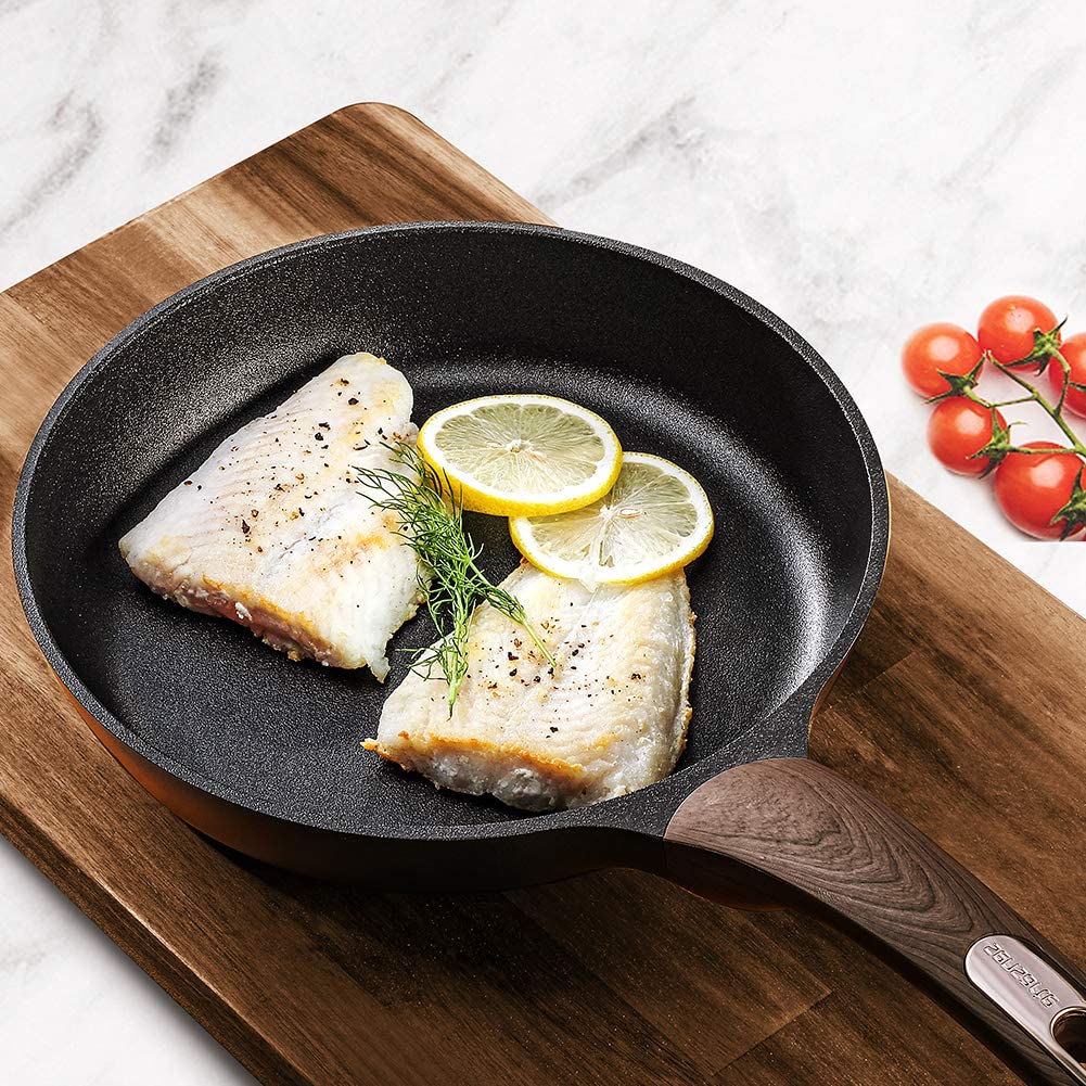 SENSARTE Nonstick Frying Pan Skillet with Glass Lid, Swiss Granite Coating  Omelette Pan with Cover, Healthy Cookware Chef's Pan with Top, PFOA Free