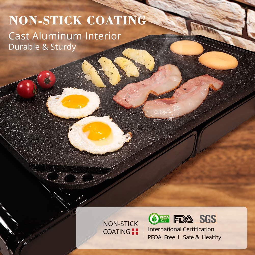 SENSARTE 2PCS Nonstick Griddle Grill Pan, Pro-Grid Reversible
