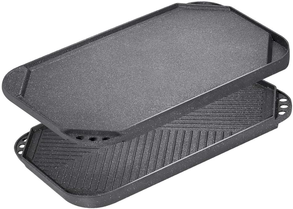 Two Burner Reversible Griddle, Cast Aluminum Cookware